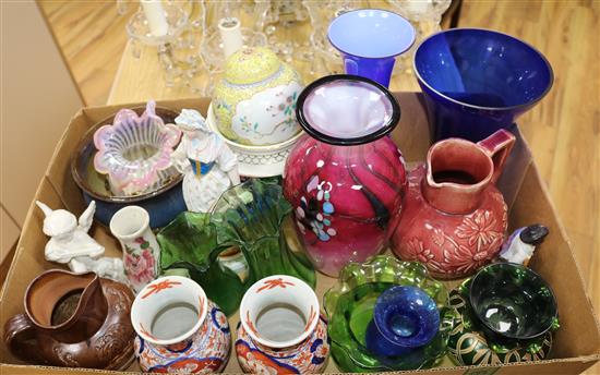 A box of assorted ceramics and glassware